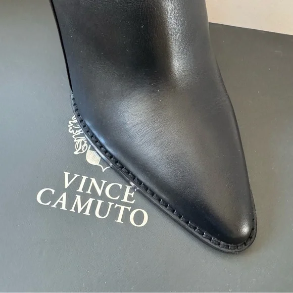 Vince Camuto Black Ankle Boots with Gold Buckle - Picture 3 of 10
